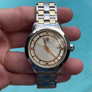 Tory Burch Cream Dial Date Two Tone Steel Quartz Ladies Watch